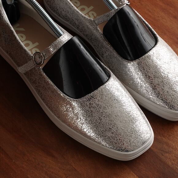 Keds Flats Womens Size 10M Silver Metallic Mary Jane Square Toe Sneaker Shoes - Picture 5 of 14